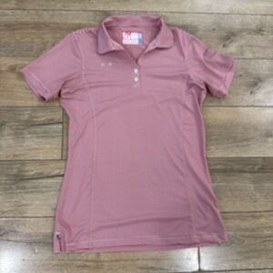 Chik Fil A Polo Shirt Womens Small Pink White Pinstripe‎ Jersey Collared Uniform